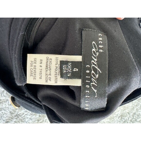 Cache Contour Collection Double Breast Brass Buttoned Stretch Black Dress Size 4 - Picture 4 of 6